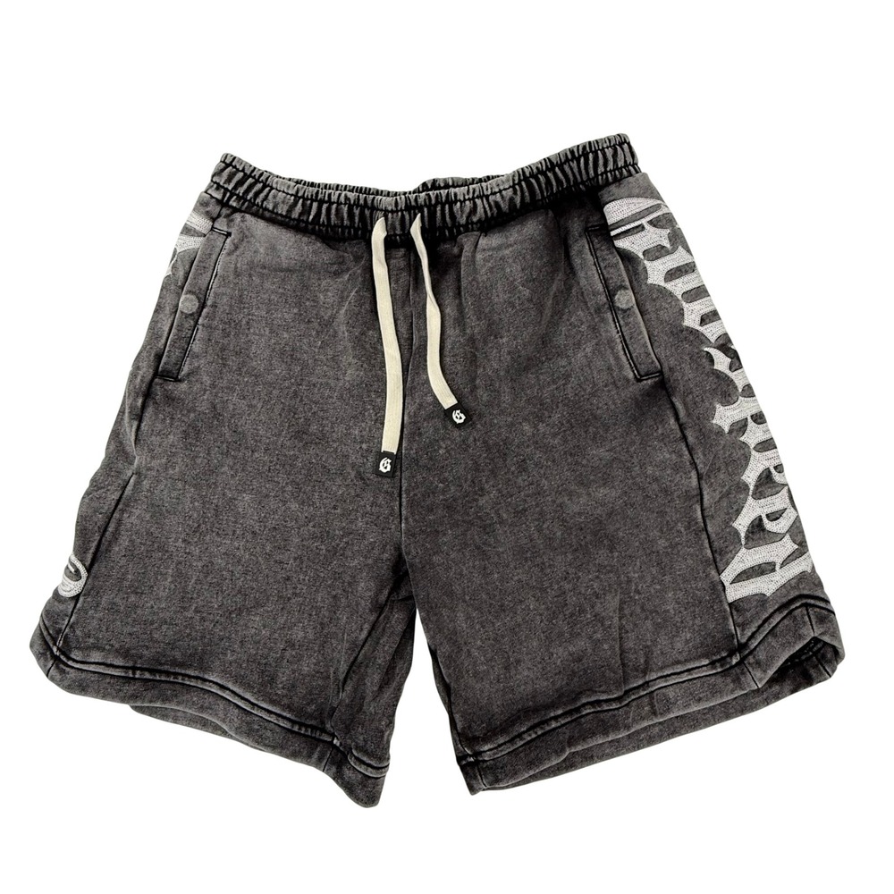 Godspeed Mainline Collection Acid Wash Grey Gothic Logo Sweat Shorts Mens Large